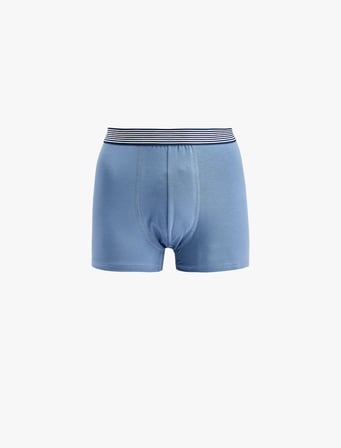 Pamuklu Çizgili Lastik Detaylı 3'lü Boxer Seti