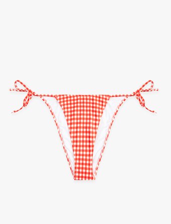 Koton X Sibil Çetinkaya - Yanları İpli Pötikareli Üçgen Bikini Altı