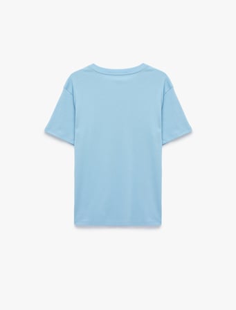 Pamuklu Kısa Kollu Bisiklet Yaka Oversize Basic Tişört
