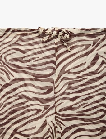 Zebra Desenli Transparan Tül Palazzo Pareo Pantolon