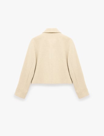 Cepli Düğmeli Crop Kaşe Mevsimlik Bomber Ceket