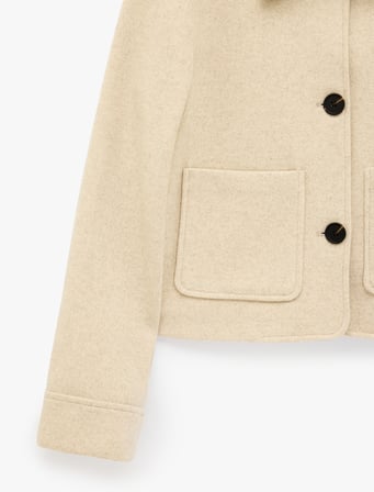 Cepli Düğmeli Crop Kaşe Mevsimlik Bomber Ceket