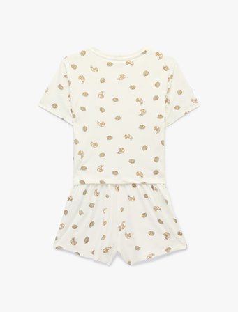 Kruvasan Baskılı Kısa Kollu Şortlu Pijama Takımı