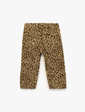 Leopar Desenli Bol Kesim Pamuklu Pantolon