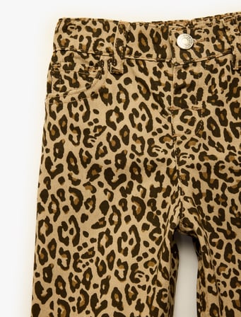 Leopar Desenli Bol Kesim Pamuklu Pantolon