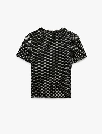 Slim Fit Kısa Kollu Bisiklet Yaka Desenli Tişört