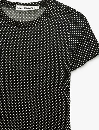 Slim Fit Kısa Kollu Bisiklet Yaka Desenli Tişört