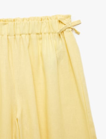 Fiyonklu Keten ve Viskon Karışımlı Balon Form Pantolon