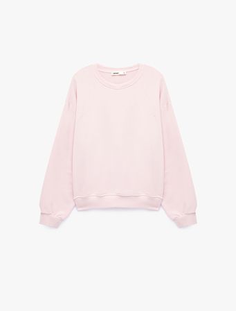 Regular Fit Üç İplik Şardonlu Uzun Kollu Bisiklet Yaka Basic Sweatshirt