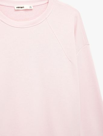 Regular Fit Üç İplik Şardonlu Uzun Kollu Bisiklet Yaka Basic Sweatshirt