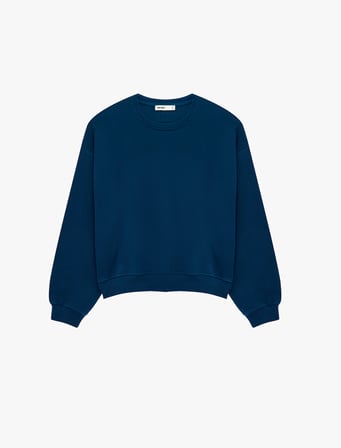 Regular Fit Üç İplik Şardonlu Uzun Kollu Bisiklet Yaka Basic Sweatshirt