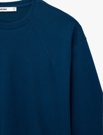 Regular Fit Üç İplik Şardonlu Uzun Kollu Bisiklet Yaka Basic Sweatshirt