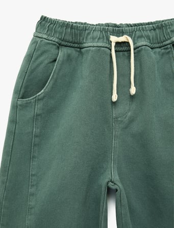 Pamuklu Rahat Kesim Beli Bağcıklı Cepli Balon Pantolon