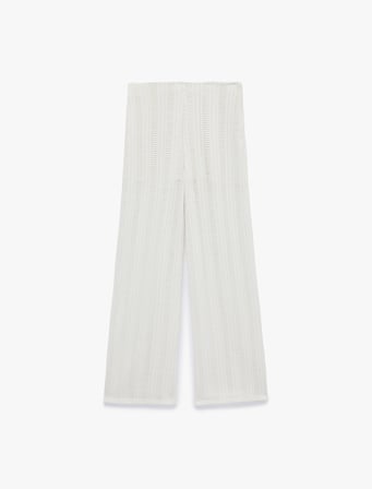 Koton X Şahika Ercümen - Slim Fit Düz Bol Paça Kroşe File Pantolon