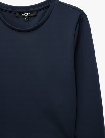 Slim Fit Bisiklet Yaka Uzun Kollu Crop Spor Tişört