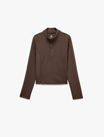 Dar Kesim Dik Yaka Uzun Kollu Bloklu Spor Sweatshirt