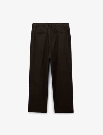 Regular Fit Viskon Karışımlı Cepli Pileli Kumaş Pantolon