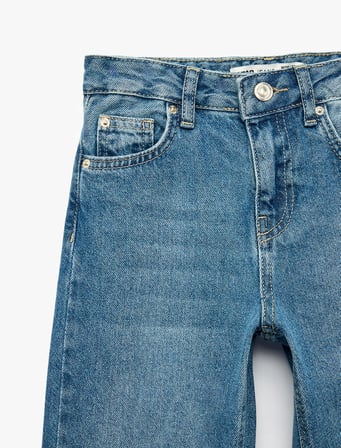 Pamuklu Loose Fit Geniş Paça Denim Pantolon