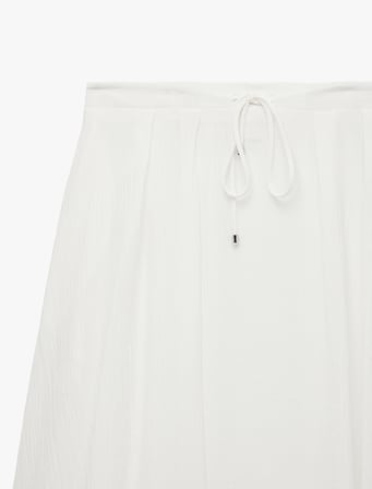 Viskon Kumaş Beli Bağcıklı Cepli Midi Boy Balon Etek