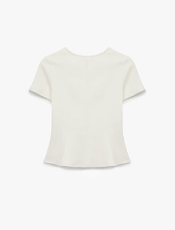 Pamuklu Kısa Kollu Bisiklet Yaka Peplum Bluz