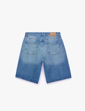 Pamuklu Rahat Kalıp Normal Bel Baggy Jean Şort