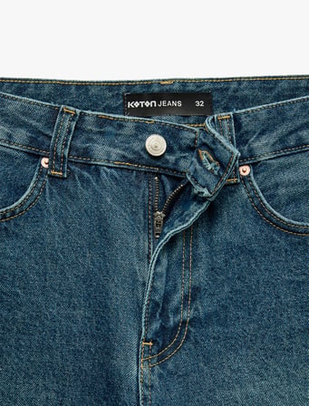 Pamuklu Rahat Kalıp Normal Bel Baggy Jean Şort