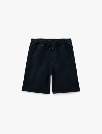 Pamuklu Rahat Kalıp Jogger Beli Bağcıklı Bermuda Jean Şort