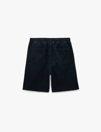 Pamuklu Rahat Kalıp Jogger Beli Bağcıklı Bermuda Jean Şort