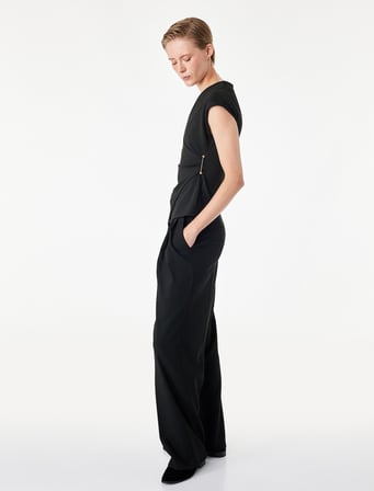 Slim Fit Metal Aksesuarlı V Yaka Kruvaze Yelek