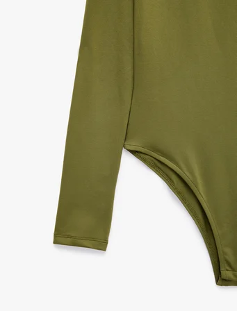 Bisiklet Yaka Uzun Kollu Bodysuit