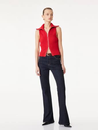 Pamuklu Kemerli İspanyol Paça Dar Kesim Denim Pantolon - Flare Jeans
