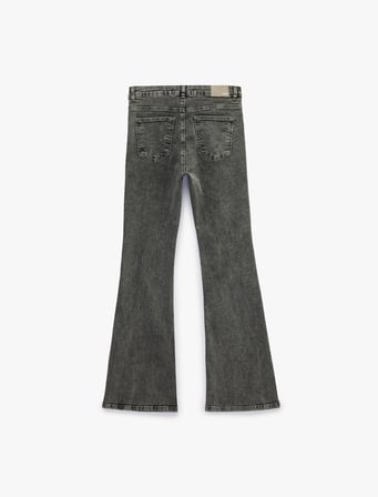 Pamuklu İspanyol Paça Dar Kalıp Yüksek Bel Denim Pantolon - Flare Jeans