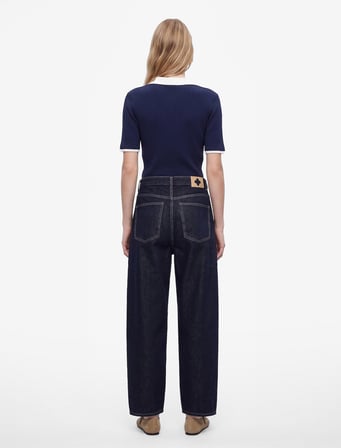 Pamuklu Normal Paça Cepli Düğmeli Balon Denim Pantolon - Balloon Fit Jean