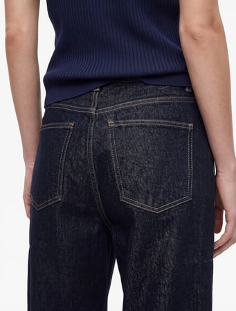 Pamuklu Normal Paça Cepli Düğmeli Balon Denim Pantolon - Balloon Fit Jean
