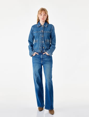 Pamuklu Regular Fit Kısa Geniş Paça Denim Pantolon - Culotte Jeans