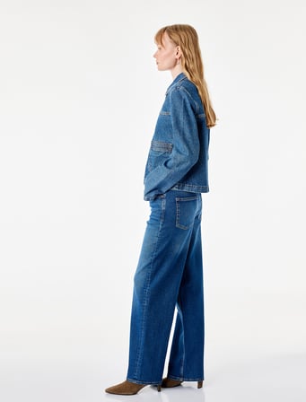 Pamuklu Regular Fit Kısa Geniş Paça Denim Pantolon - Culotte Jeans