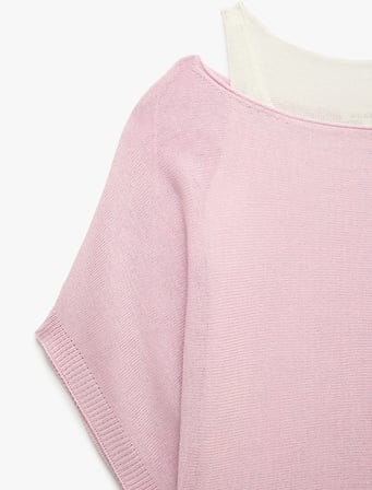 Slim Fit Kayık Yaka Uzun Kollu İkili Triko Kazak
