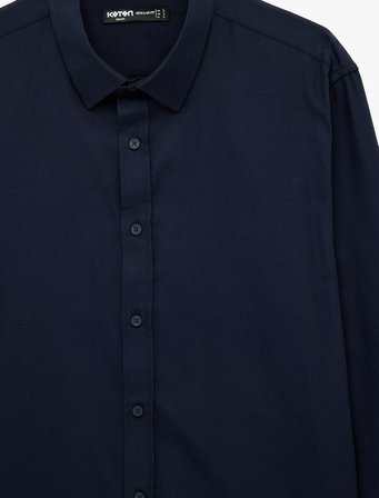 Pamuklu Klasik Yaka Düğmeli Poplin Uzun Kollu Gömlek