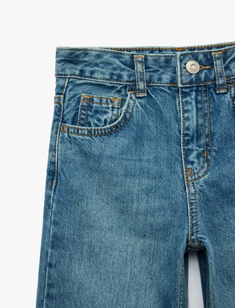 Pamuklu Mom Fit Denim Pantolon