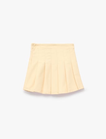 Pamuklu Gabardin Kumaş Basic Pileli Etek