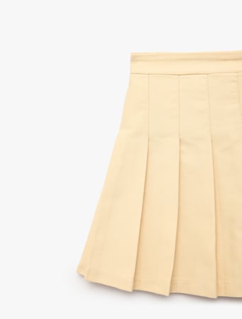 Pamuklu Gabardin Kumaş Basic Pileli Etek