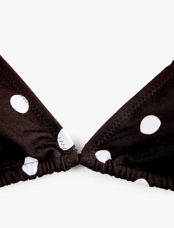 Halter Yaka Puantiyeli Üçgen Bikini Üstü