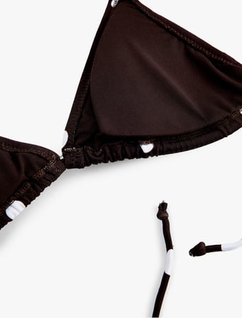 Halter Yaka Puantiyeli Üçgen Bikini Üstü