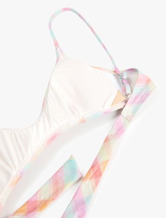 Koton X Sibil Çetinkaya - Parıltılı Ekose Bralet Bikini Üstü