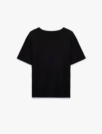 Pamuklu Kısa Kollu Bisiklet Yaka Oversize Basic Tişört