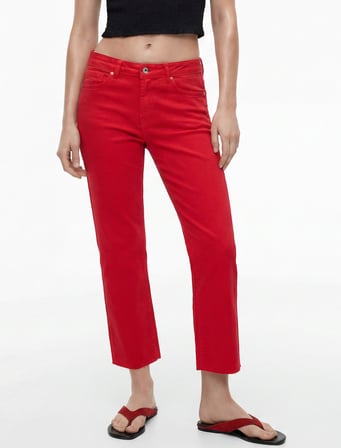 Pamuklu Cepli Düğmeli İspanyol Paça Crop Jean Pantolon -  Kick Flare Jeans