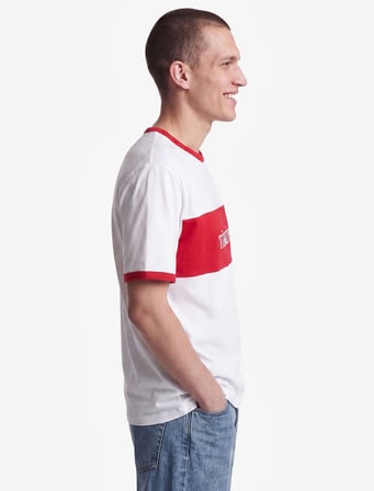 Regular Fit Bisiklet Yaka Renk Bloklu Kısa Kollu Futbol Temalı Baskılı Tişört