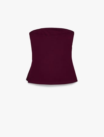 Slim Fit Drape Detaylı Straplez Top