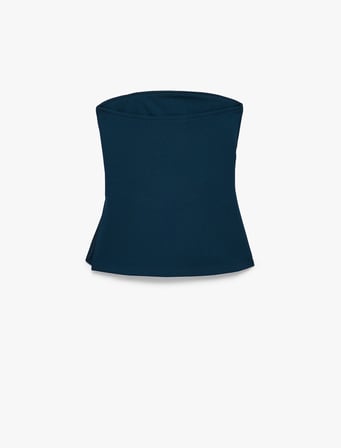 Slim Fit Drape Detaylı Straplez Top