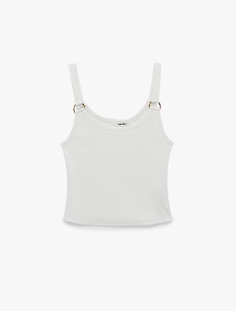 Koton X Şahika Ercümen - Pamuklu Slim Fit U Yaka Halka Detaylı Askılı Atlet Bluz